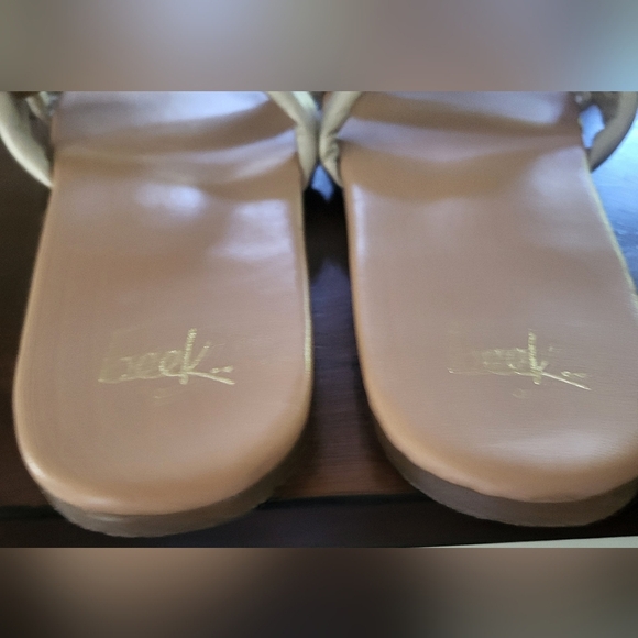 Beek Anthroplogie Women's Bell Metallic Crisscross Slide Sandals Size 9 - Picture 7 of 9